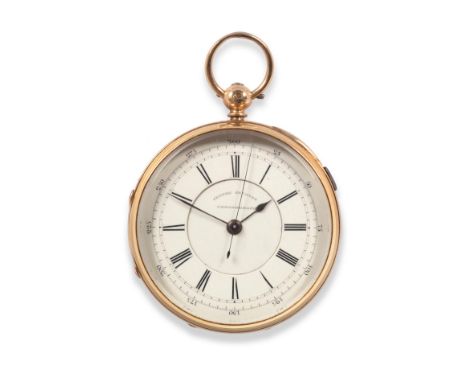 An 18ct Gold Open Faced Chronograph Pocket Watch, signed J W Reeley & Sons, London & Liverpool, 1891, lever movement, enamel 