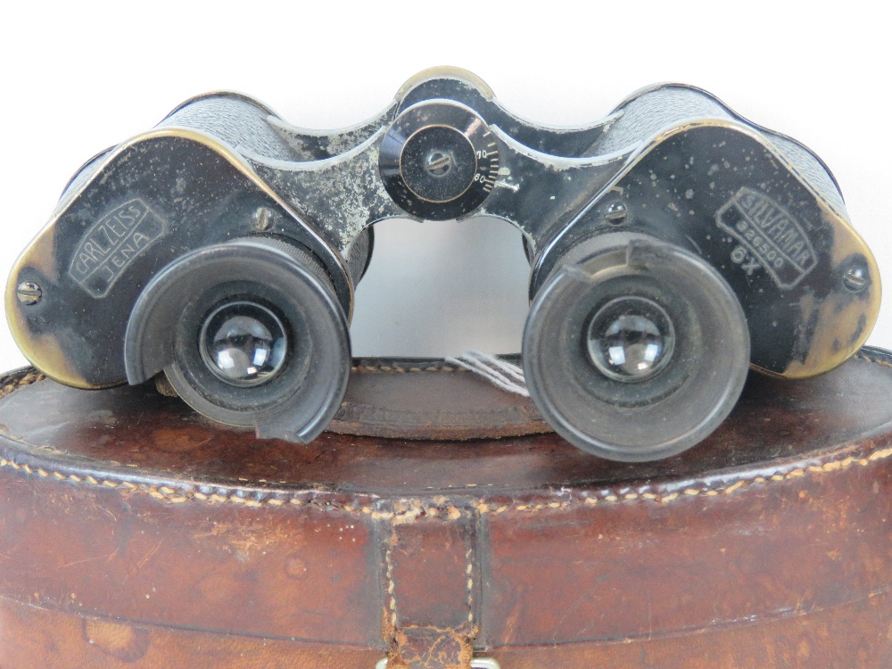 A pair of WWII German Artillery Officers binoculars made by Carl Zeiss