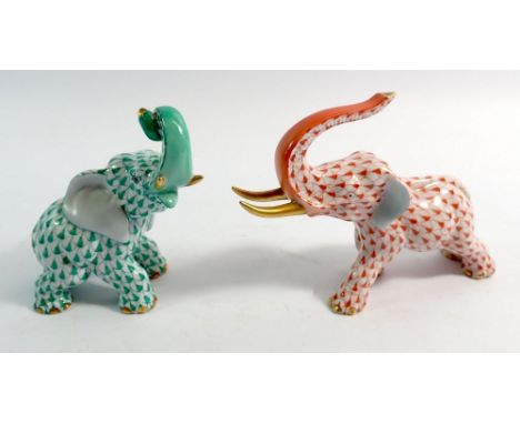 Two Herend elephants, 9cm tall