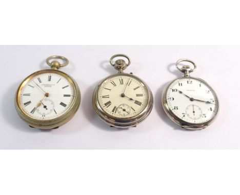 A Swiss pocket watch, A Roberts &amp; Co London 'The Plan Watch' plus an Invicta, Bordeaux 1895 800 silver pocket watch and o