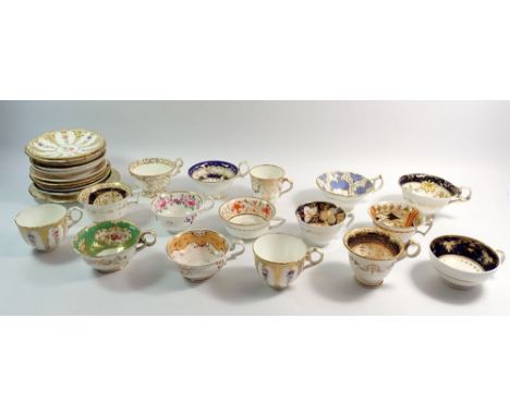 A collection of Victorian tea cups and saucers including Spode, Copeland Garrett etc.