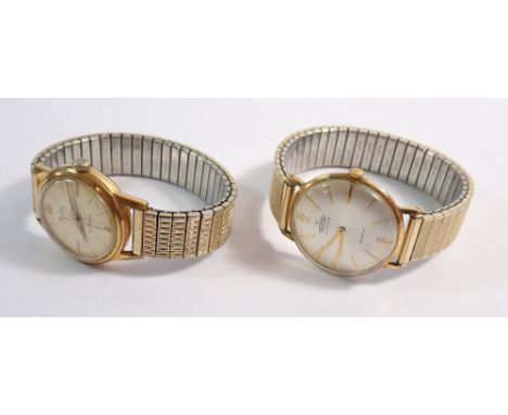 A Mudu 30 jewel Doublematic gentleman's watch and a Trident 21 jewel gentleman's watch, both on gold plated bracelets