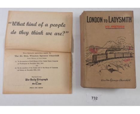London to Ladysmith via Pretoria by Winston Churchill complete with folding maps plus a Daily Telegraph pamphlet 1941 