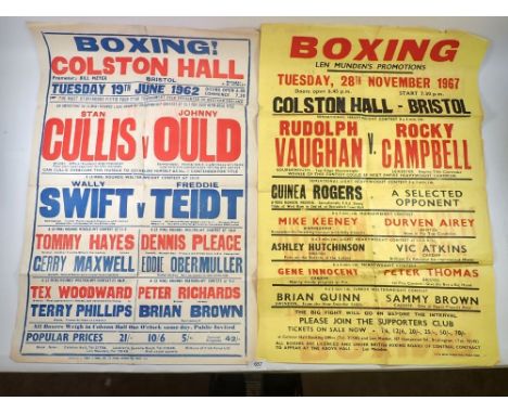 Two vintage boxing posters from Colston Hall, Bristol 1962 and 1967