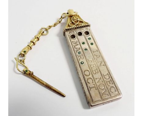 A silver and silver gilt Canterbury Saxon Sundial pendant, London 1975, by GF , in original case with white metal chain