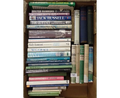 A collection of Cricket books including W G Grace, Jack Russell, Gloucestershire Cricket Club etc.