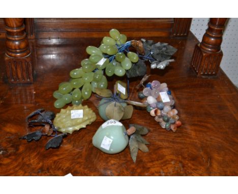 A jade apple; agate grapes; other fruit