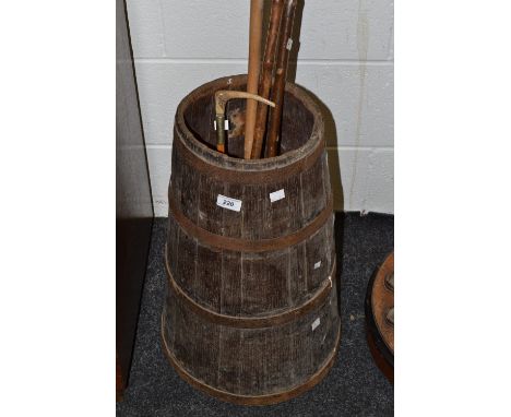 A 19th century coopered oak walking stick stand 