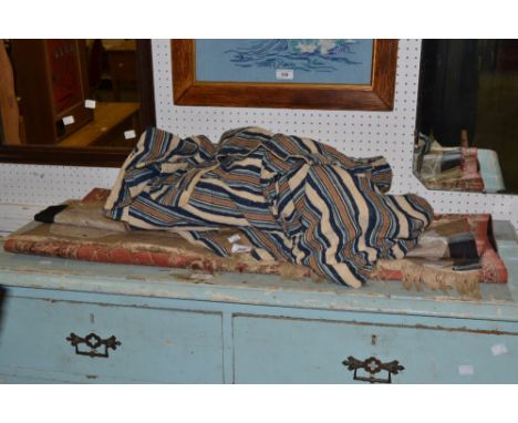 A Middle Eastern rectangular silk rug; a Bedouin cloak (2)