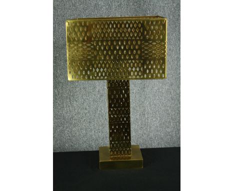 Josephine Colsen (contemporary), a brass table lamp with pierced decoration. H.69 W.41 D.41cm. 