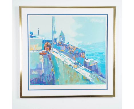 This signed and numbered limited edition serigraph by Nicola Simbari showcases his signature impressionistic style with bold,