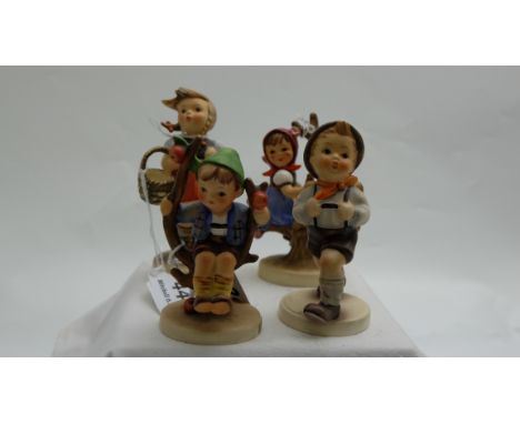 4 Goebel Figures – young girls and boy on swing etc (1 with chip)