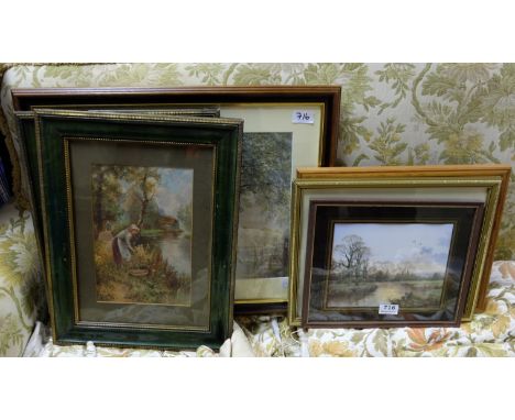 8 framed pictures – portrait, The Gleaners etc