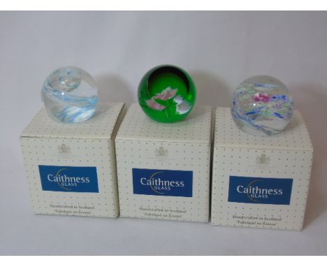 3 Ltd Edition Caithness paperweights - Fleur - Jubilee Rose - Whirlwind
