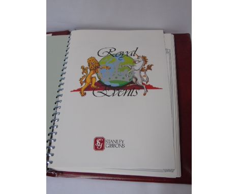 Album of royal commemorative stamps and 3 paces of royal commemorative playing cards
