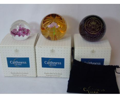3 Ltd Edition Caithness paperweights - Golden Jubilee celebration - Queen Elizabeth 80th Birthday - Sentinel