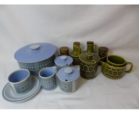 Hornsea potter approx. 33 pieces of Saffron (green) and 17 pieces of Tapestry (blue)