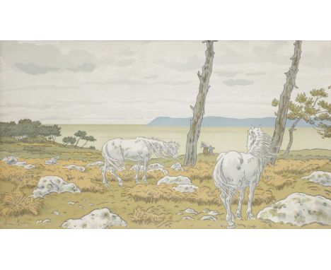 Henri Rivière, The Bay, lithograph,86cm x 55cm.Condition report:There is a large scratch to the surface of the print running 