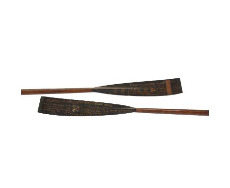 Trinity College/ Rowing interest: two presentation oars from 1893, one from Trinity College Eights, the other from the Oxford