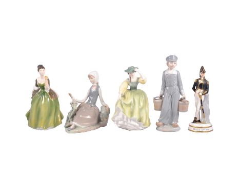 Ten Lladro, Nao and Doulton figurines, and a Michael Sutty 'Commander 1795-1812' limited edition figurine, number 40/250, 19c