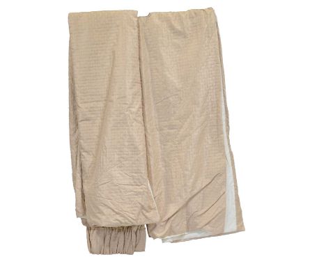 Set of gold curtains, each curtain lengh 258cm x 200cmCondition report:Predominantly silk. Some fading and discolouration to 