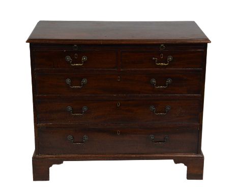 George III mahogany chest of drawers, two short and three long graduating drawers, bracket feet, width 103cm, depth 55cm, hei