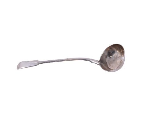 Victorian silver soup ladle, George Adams, London 1864, Fiddle pattern, 10ozs., length 35cm.