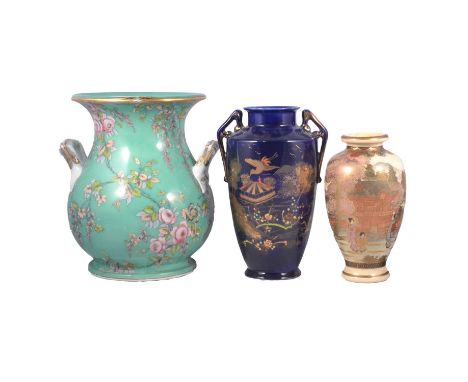 Victorian blue and white wash jug and basin, and other ceramics including a Staffordshire large vase and cover (cover as foun