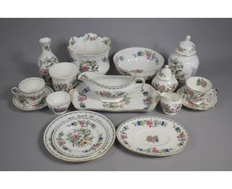 A Collection of Aynsley Pembrooke Pattern China to include Vases, Saucers, Side Plates, Bowls Etc 