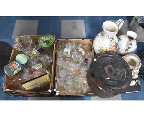 Three Boxes of Various Glassware and Ceramics to include Vases, Wines, Uranium Style Glass Etc together with a Wrought Iron D