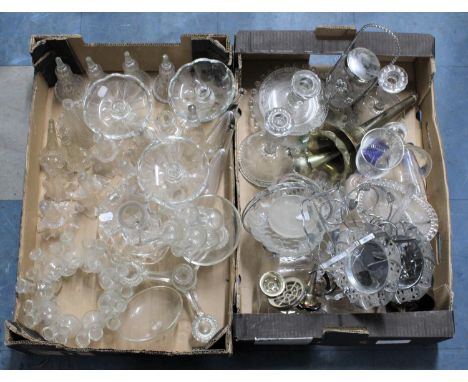 A Collection of Various Glassware to include Epergne Trumpets, Candelabra Etc 