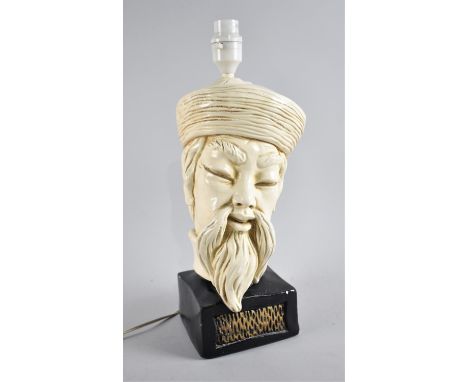 A Mid 20th Century Novelty Table Lamp in the Form of an Oriental Gents Head, 36cms High Overall 