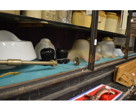 Various lamp shades and lighting.