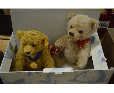Two Steiff teddy bears.