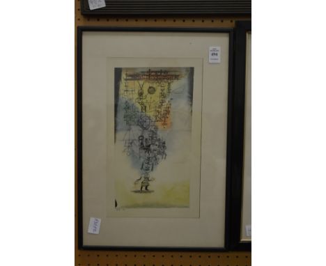Abstract figure subject, colour print.