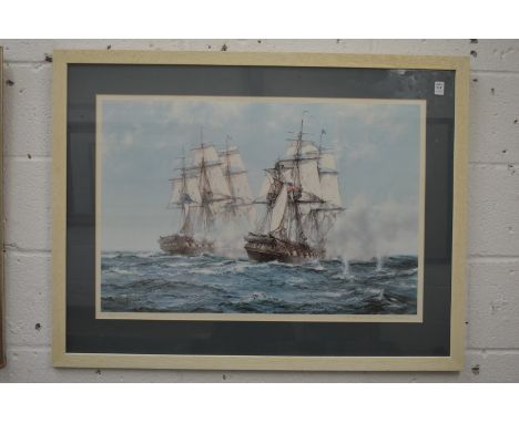 Montague Dawson, The Action Between Java and Constitution, colour print.