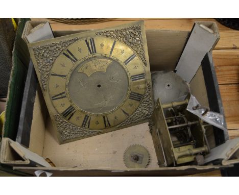 A thirty hour longcase clock movement, the brass dial signed John Tilbery, Headly.