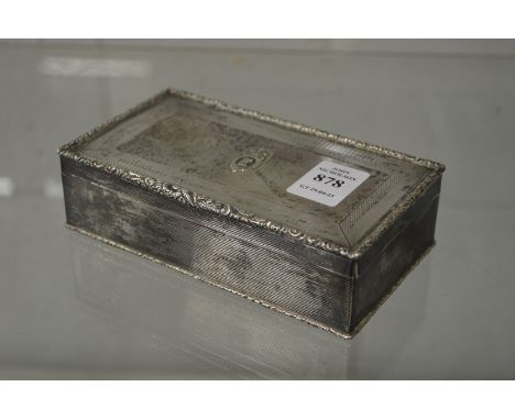 A silver table cigarette box with engine turned decoration, the hinged cover with Royal Fifer and initial E (the box reputedl