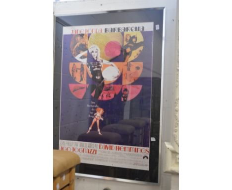 A reproduction print of the film Barbarella together with another of Metropolis, both framed and glazed.