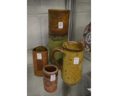 A large Robin Welch studio pottery vase and three other items.