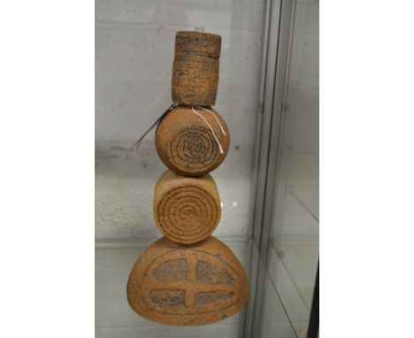 S Dowd, a totem style terracotta lamp base.