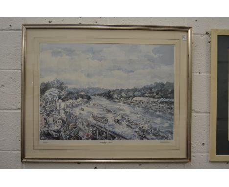 Charles Bone, Henley Royal Regatta, colour print, signed.