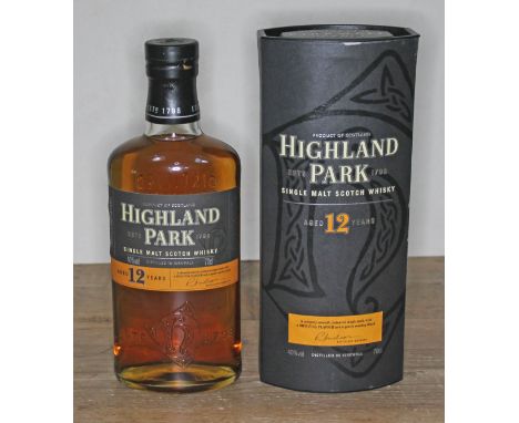 Highland Park 12 years old single malt Scotch whisky, 40% 70cl, sealed, level low neck, boxed.  