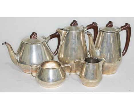 A 1960s five piece silver tea service, Barker Brothers, Birmingham 1960/61, gross wt. 57oz.  Condition - showing signs of use