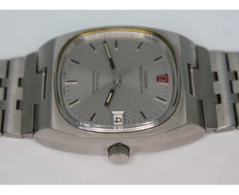 A 1972 Omega Geneve Chronometer Megasonic 720Hz stainless steel wristwatch, ref. 198.0070, with signed silvered textured dial