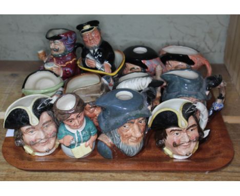 A group of 13 small character and Toby jugs including Mrs Loan The Librarian D6715; Capt Salt D6721; Capt Henry Morgan x2 D64