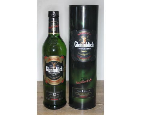 Glenfiddich Special Reserve 12 years old single malt Scotch Whisky, 40% 70cl, sealed, level low neck, with canister.  
