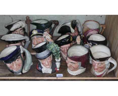 A group of 12 large Royal Doulton character jugs - Capt Ahab D6500; The Ring Master D6863; Sam Johnson; Monty D6202; Field Ma