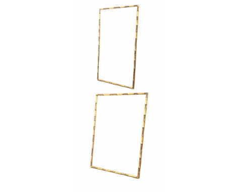 20th century wall mirror in a gilt simulated bamboo frame (46cm x 86cm) and another similar (49cm x 71cm) 