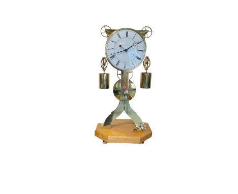 A 20th century Skeleton clock in the manner of Lepine and other influential 19th century French clockmakers, with a dead-beat
